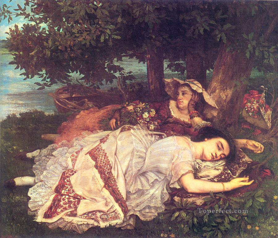 The Young Ladies on the Banks of the Seine Realist Realism painter Gustave Courbet Oil Paintings
